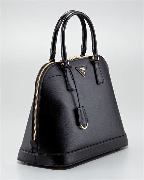 prada saffiano cuir dome satchel|Black Large Saffiano Leather Bag .